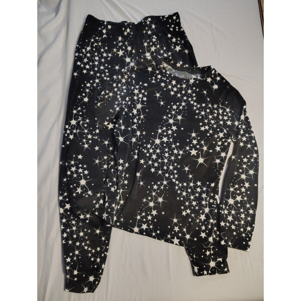 Just be... Velour Sleep Set Size M Black White Stars Soft Cozy Loungewear